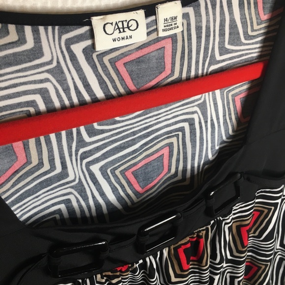 CATO | Women’s Black Blouse with Multi-Color Pattern - Picture 3 of 14